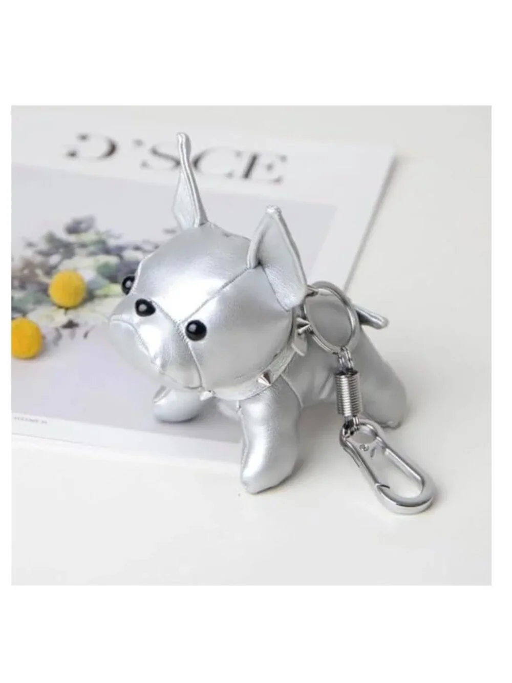 Leather French Bulldog Bag Charm for Women Keychain Tote Purse Accessory